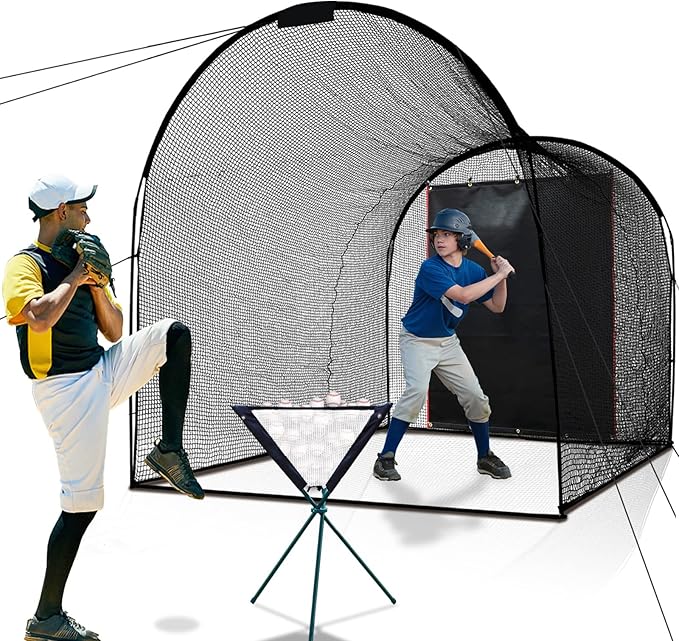 Baseball Batting Cage Backstop with Strike Zone Target - Heavy Duty 4x6/6x8FT PVC Backstop Net for Pitching Practice Backyard Training