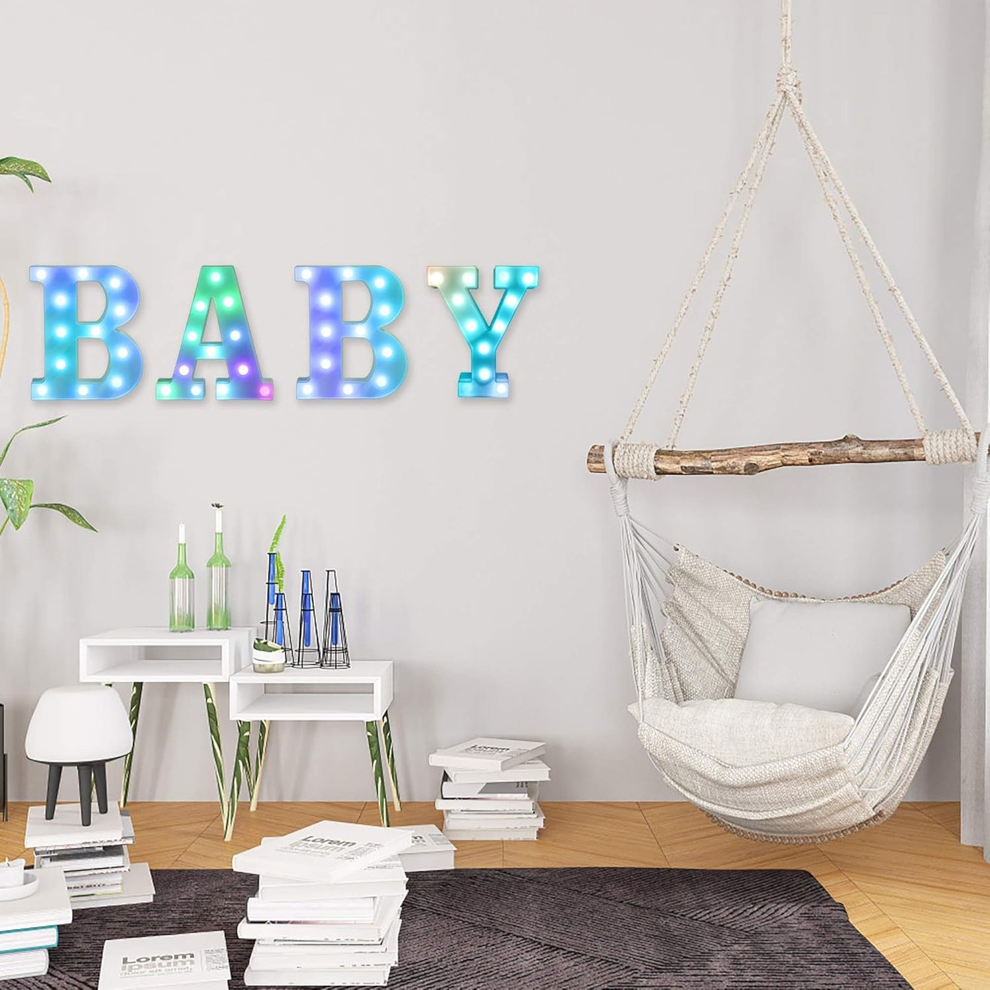 Foaky Colorful LED Letter Lights with Remote,Marquee Light Up Letters Sign for Night Light Wedding/Birthday Party Battery Powered Christmas Lamp Home Bar Decoration(J)