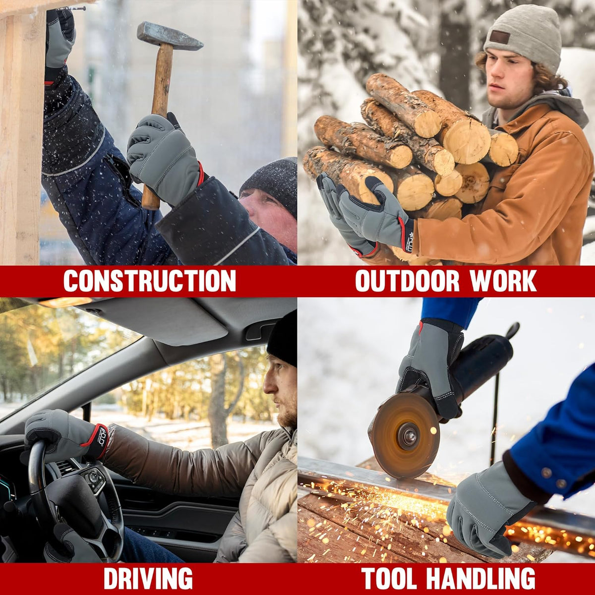 HANDLANDY Work Gloves for Men & Women, Utility Mechanic Working Gloves Touch Screen, Flexible Yard Work Gloves