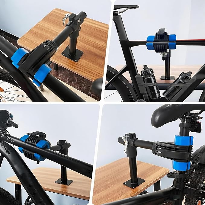 Bike Work Stand – Heavy-Duty Floor Mounted Bicycle Repair Rack with Adjustable Clamp – Rotatable Bike Maintenance Stand for Home & Garage Use