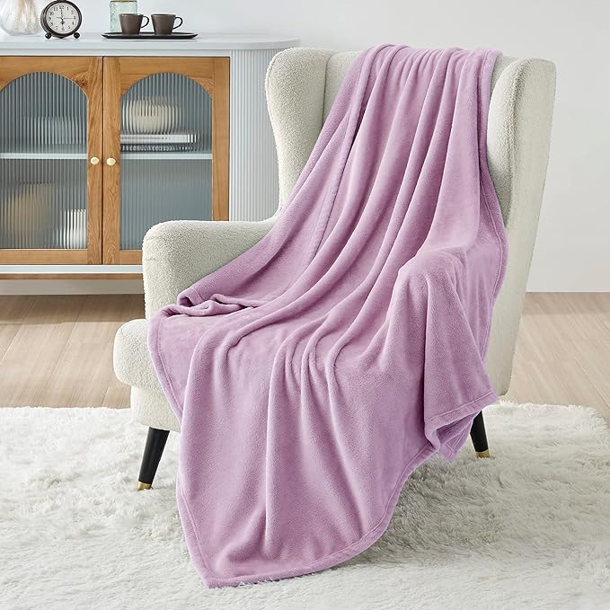 Bedsure Fleece Throw XL Blanket Light Purple - 300GSM Soft Lightweight Plush Cozy Blankets for Bed, Sofa, Couch, Travel, Camping, 50x70 inches
