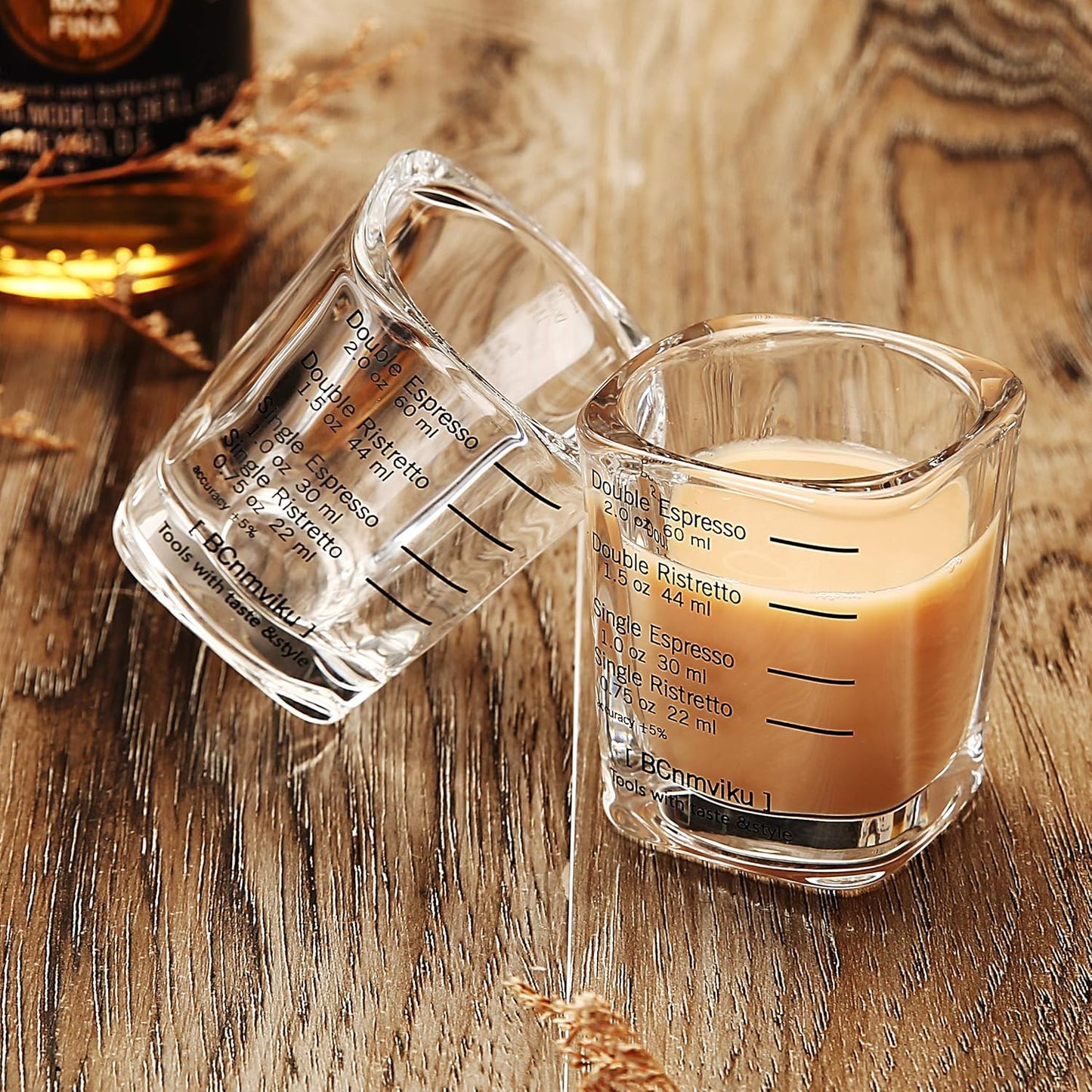Espresso Shot Glass Liquid Heavy Sturdy Glass Shot Glasses Measuring cup Wine Glass 1 Pack 2oz/60ml By BCnmviku(Sturdy 1Pack)