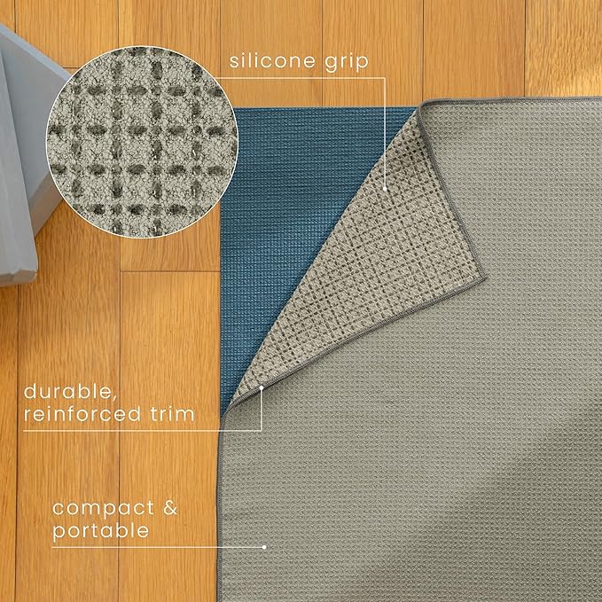 S&T INC. Yoga Mat Towel with Non-Slip Grip, Enhanced Silicone Grip, Soft and Absorbent for Gym, Pilates, and Hot Yoga Mat, 1 Pack, 24 inches x 72 inches, 340GSM, Grey