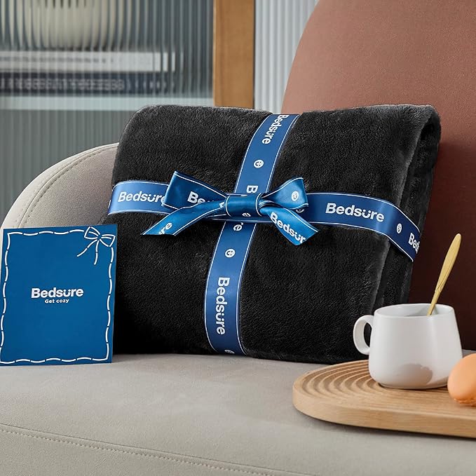 Bedsure Fleece Blankets Queen Size Black - Bed Blanket Soft Lightweight Plush Fuzzy Cozy Luxury Microfiber, 90x90 inches