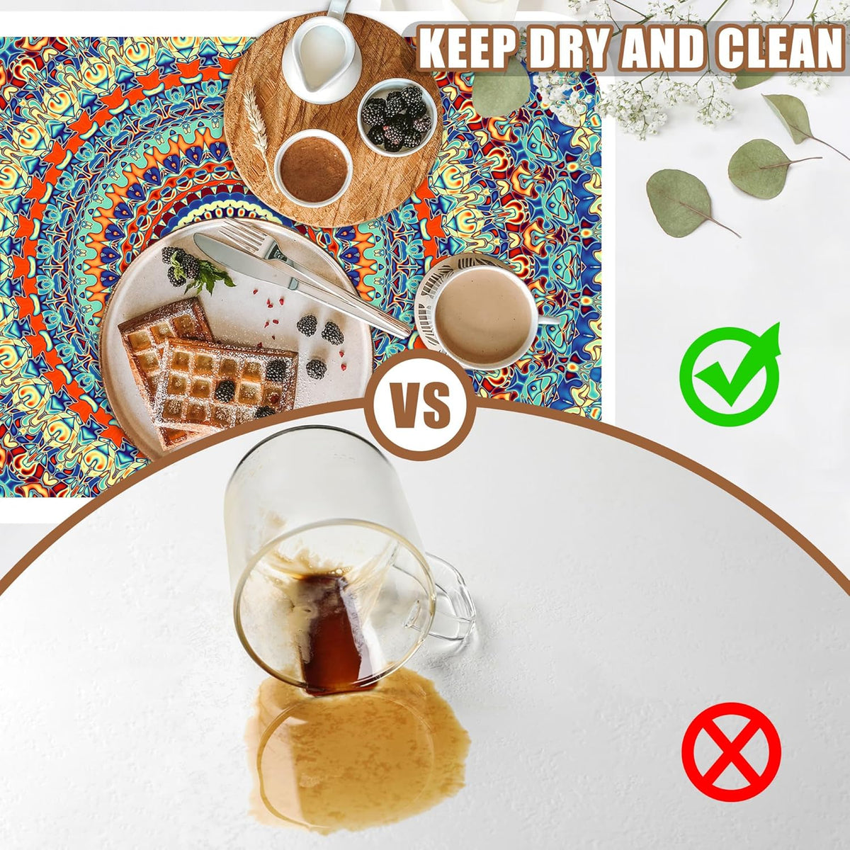 Boho Mandala Ethnic Coffee Mat Absorbent Dish Drying Mat for Kitchen Counter Hide Stain Rubber Backed Coffee Bar Accessories Fit Under Espresso Machine Dish Drainer 15.7 x 23.6 Inch