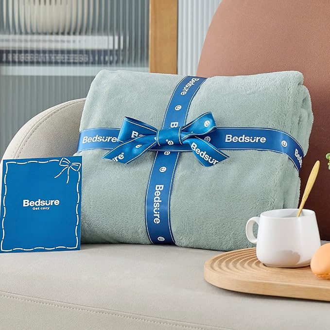 Bedsure Bedding Fleece Blanket for Girls and Boys - Soft Cozy Cute Small Throw Blankets for Travel, 43x55 Inches, Sage Green