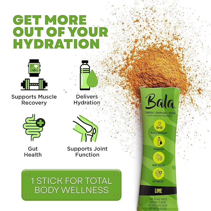 BALA Enzyme Hydration & Sugar-Free Drink Mix Powder - May contributes to Overall Wellness - Lime 0.25oz (30 Count)