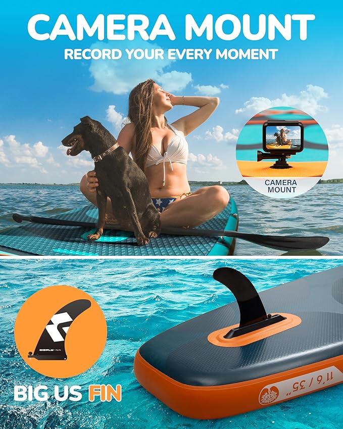 Bigfly 11'6×35" Super Wide Inflatable Stand Up Paddle Board, Ultra Stable Wide SUP for 2+1 People/Family/Big Size, 100L Backpack, All-Round Sup Board, US Big Fin