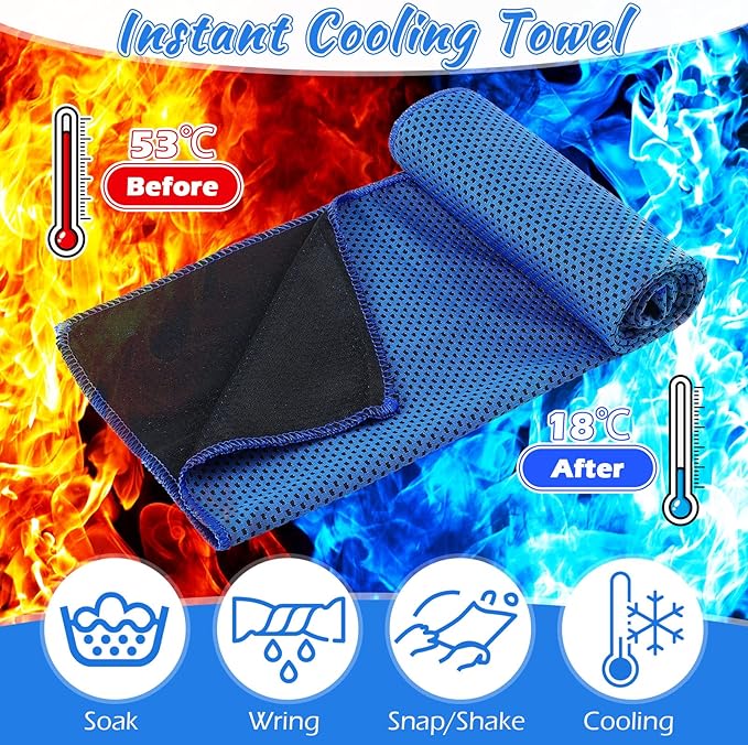20 Pcs Cooling Towel 40 x 12 Ice Towel for Neck and Face Microfiber Chilly with Bag Breathable Yoga Gym Stay Cool Towels Sweat Rag for Workout Running Camping Pilates Beach Accessories (Royal Blue)