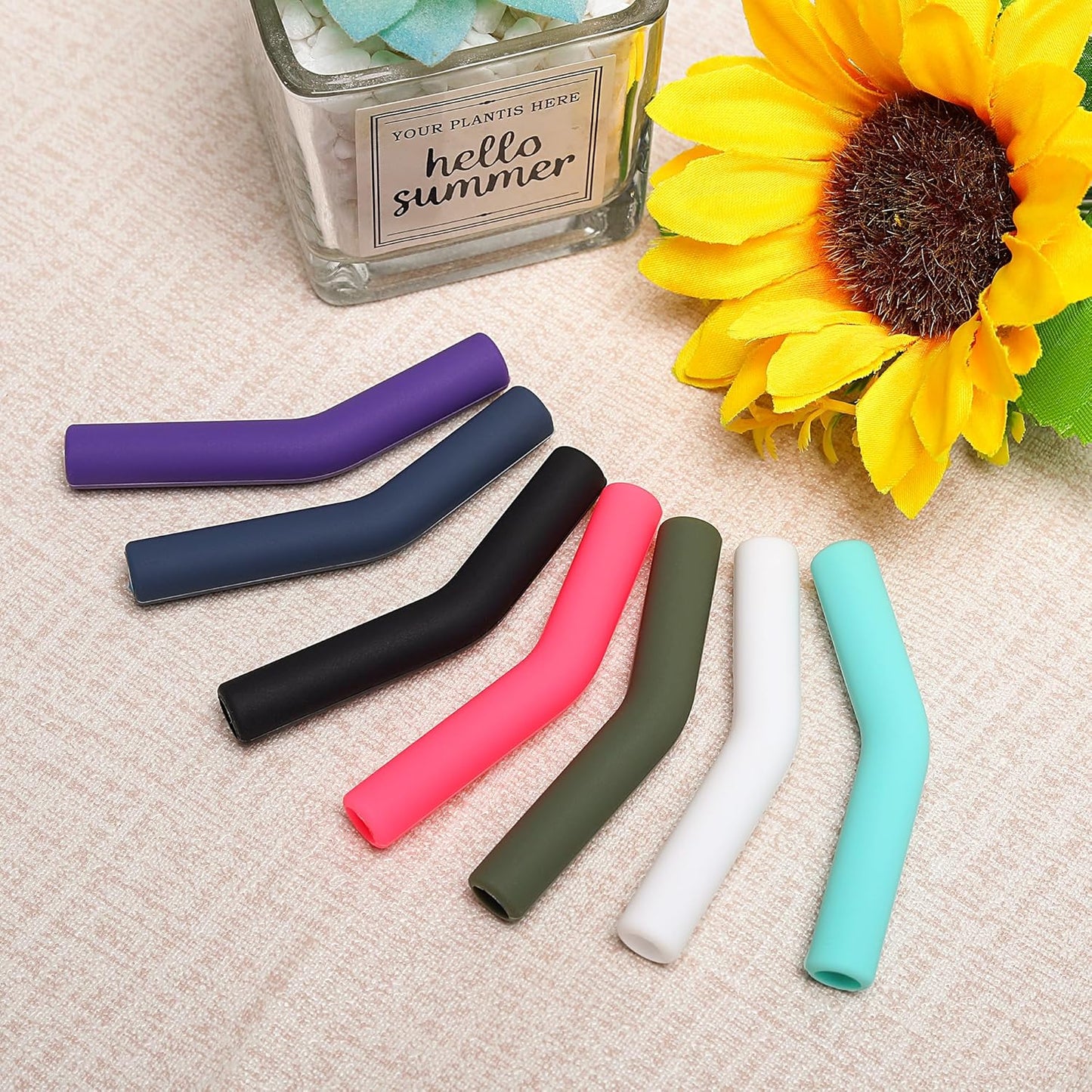Zibtes-4PCS Silicone Straw Tips- Food Grade Rubber Metal Straws Tips Covers Only Fit for 1/3 Inch Wide(8MM Outdiameter) Stainless Steel Straw-White