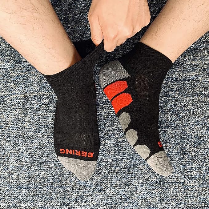 BERING Men's Ankle Socks Athletic Running Cushion Quarter (6 Pairs)