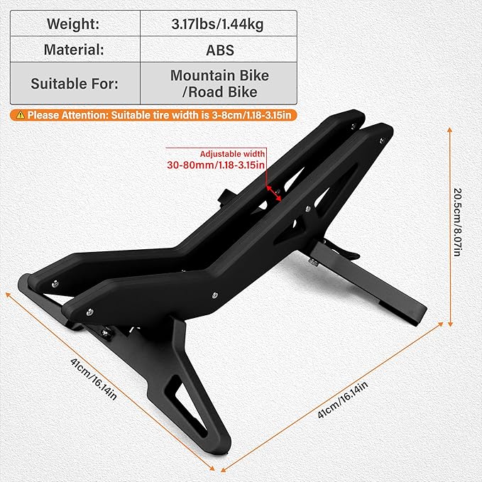 Adjustable Bike Parking Stand Fits 16-29 Inch Bicycles, Compatible with 23c-3.0 Tire Width – Heavy-Duty Plastic, Easy Installation, Stylish Two-Tone Design (Black)