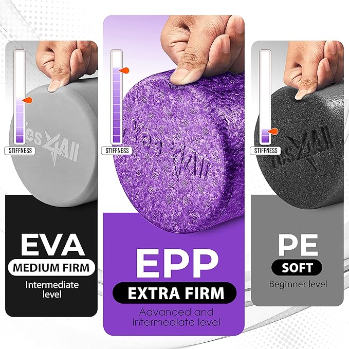 Yes4All High-Density EPP Round Back Roller Foam, Exercise Foam Roller for Yoga, Pilates & Stretching - 12, 18, 24, 36 inch