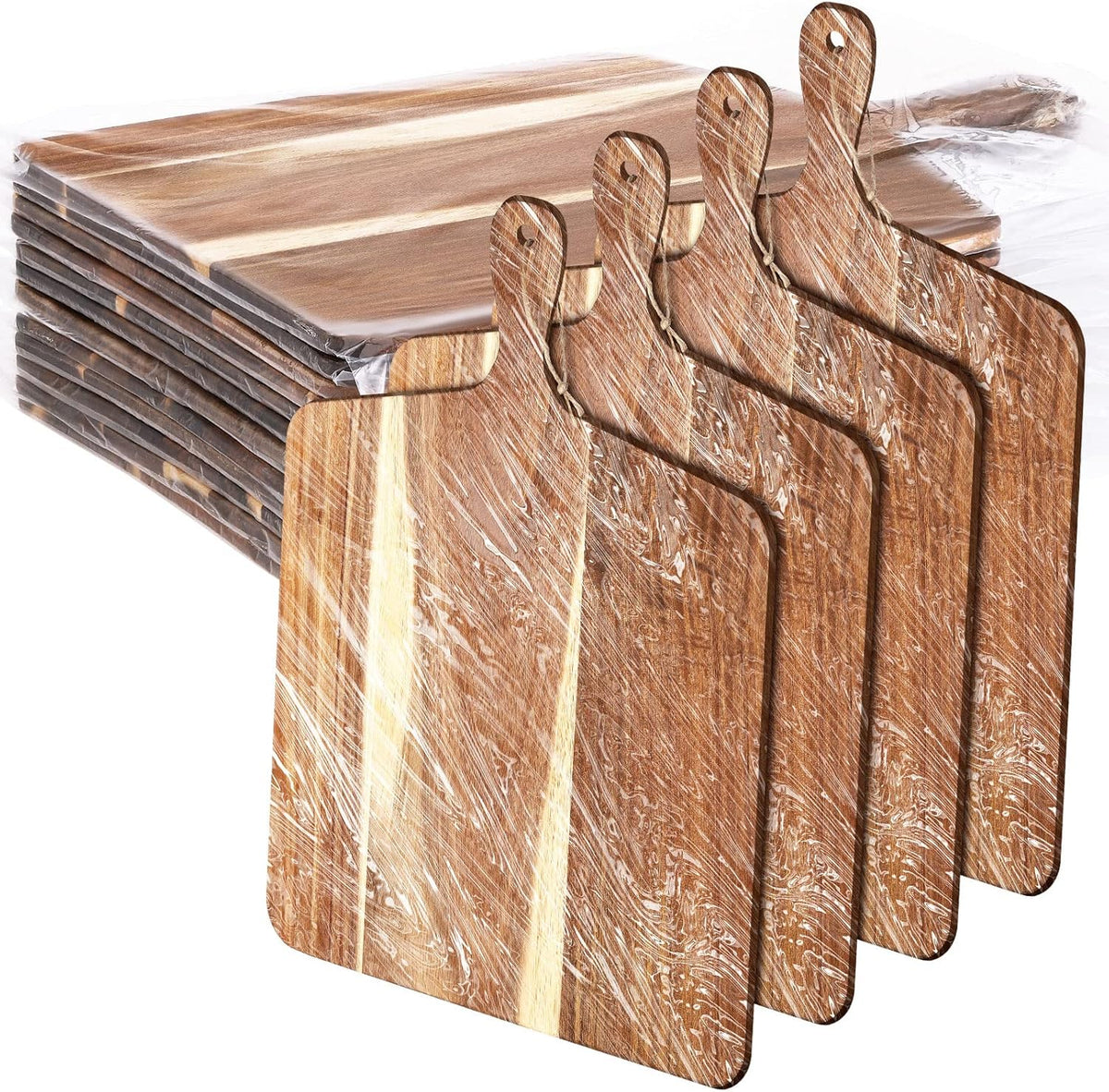 Patelai 12 Packs Wooden Cutting Board Set with Handles Large Kitchen Serving Plain Chopping Board Bulk Gifts for Mom for Vegetables Meat Pizza Cheese Fruit Bread(Acacia Wood,17 x 13 Inch)