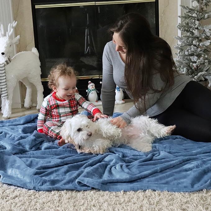 Bedsure Fleece Blankets King Size Washed Blue - Bed Blanket Soft Lightweight Plush Cozy Fuzzy Luxury Microfiber, 108x90 inches