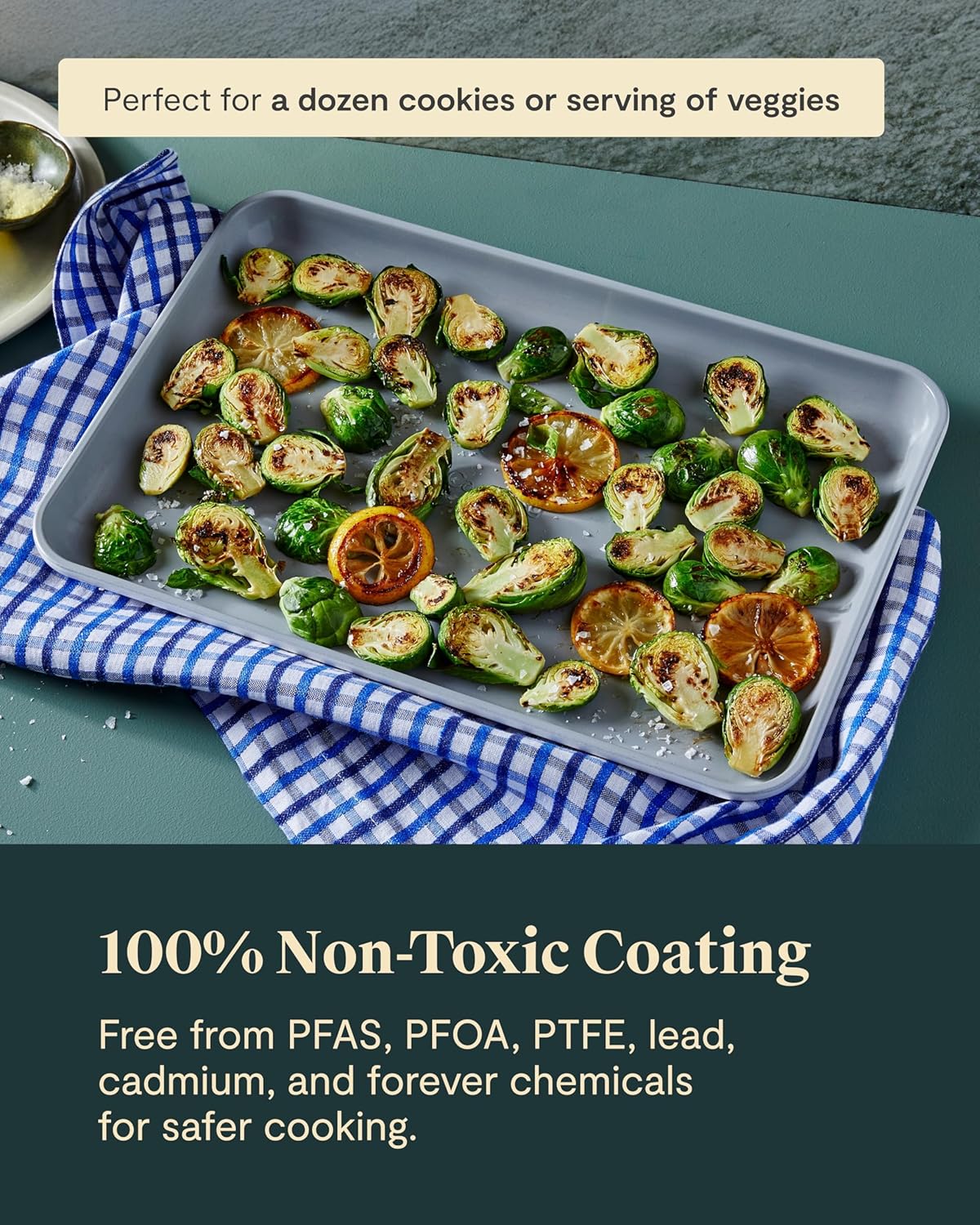 Caraway Non-Stick Ceramic Medium Baking Sheet - Naturally Slick Ceramic Coating - Non-Toxic, PTFE & PFOA Free - Perfect for Baking, Roasting, and More - Medium (15" x 10") - Navy