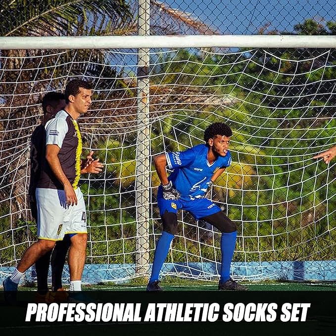 2 Set Grip Soccer Socks with Shin Guard Sleeves Non Slip Soccer Leg Sleeve Socks for Men Women