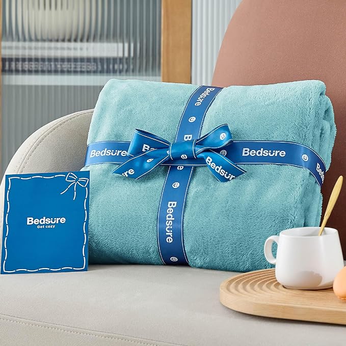 Bedsure Fleece Throw Blanket for Couch River Blue - Lightweight Plush Fuzzy Cozy Soft Blankets and Throws for Sofa, 50x70 inches