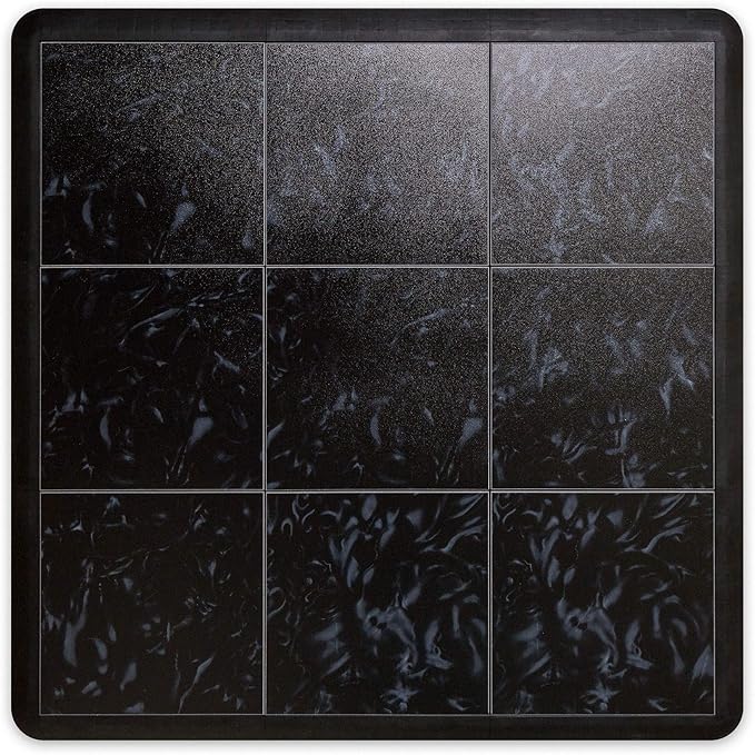 Big Floors 3X3LUXBLAKFLOOR Modular Interlocking Lightweight Plastic Dance Floor Kit (3' x 3'), Luxury Black, 21 Piece