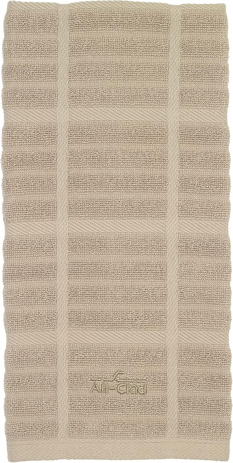 All-Clad Solid Kitchen Towel: Highly Absorbent, Super Soft Long Lasting - 100% Cotton, 17"x30" Tea Towel for Cleaning & Drying Dishes, Pans, Glassware, or Countertops, (1-Pack), Cappuccino