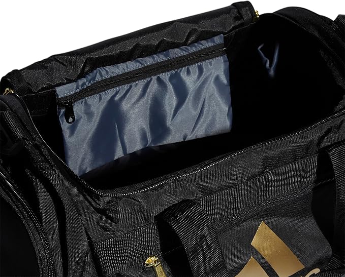 adidas Unisex Defender 4.0 Gym Duffel Bag for Men and Women, Black/Gold Metallic, Small (38L)