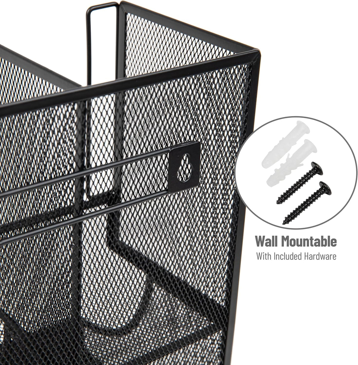 Mind Reader Multipurpose Countertop Organizer, Office Breakroom and Desktop Storage, Metal Mesh, Black