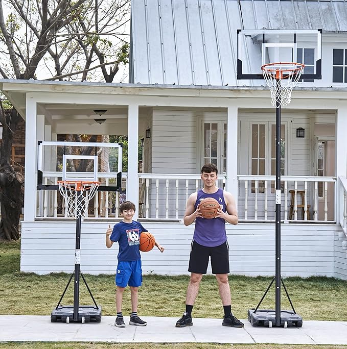 Aimking Basketball Hoop Outdoor 3.3-10FT 5s-Rapid-Adjustable, 40/44 inch Shatterproof Backboard & Enlarged Base, Portable Basketball Hoop & Goal for Kids/Adults/Families in Poolside/Backyard/Indoor