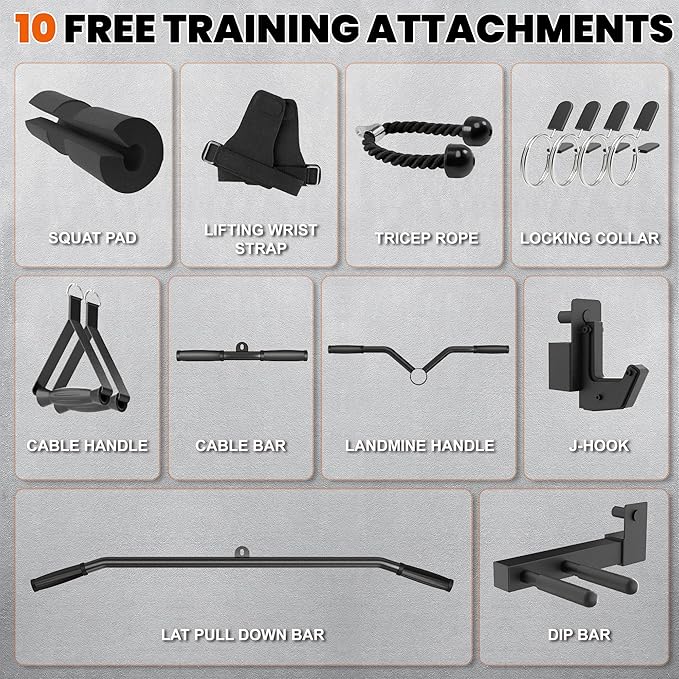 Power Rack for Home Gym – 2000LB Capacity Multifunction Squat Rack with Cable Crossover, Includes 16 Professional attachments for Home Gym Strength Training, P63 Rampage