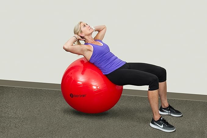 Body Sport Exercise Ball with Pump for Home, Gym, Balance, Stability, Pilates, Core Strength, Stretching, Yoga, Fitness Facilities, Desk Chairs