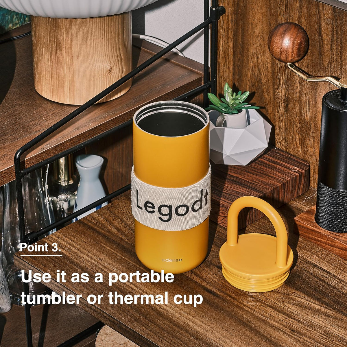 Odense Legodt Loop Tumbler 20oz with Lid and Handle - Insulated Tumbler with Leak-Resistant Lid - Double Stainless Steel Travel Coffee Mug, Water Bottle, Keeps Drinks Hot or Cold(Sweet Pumpkin)
