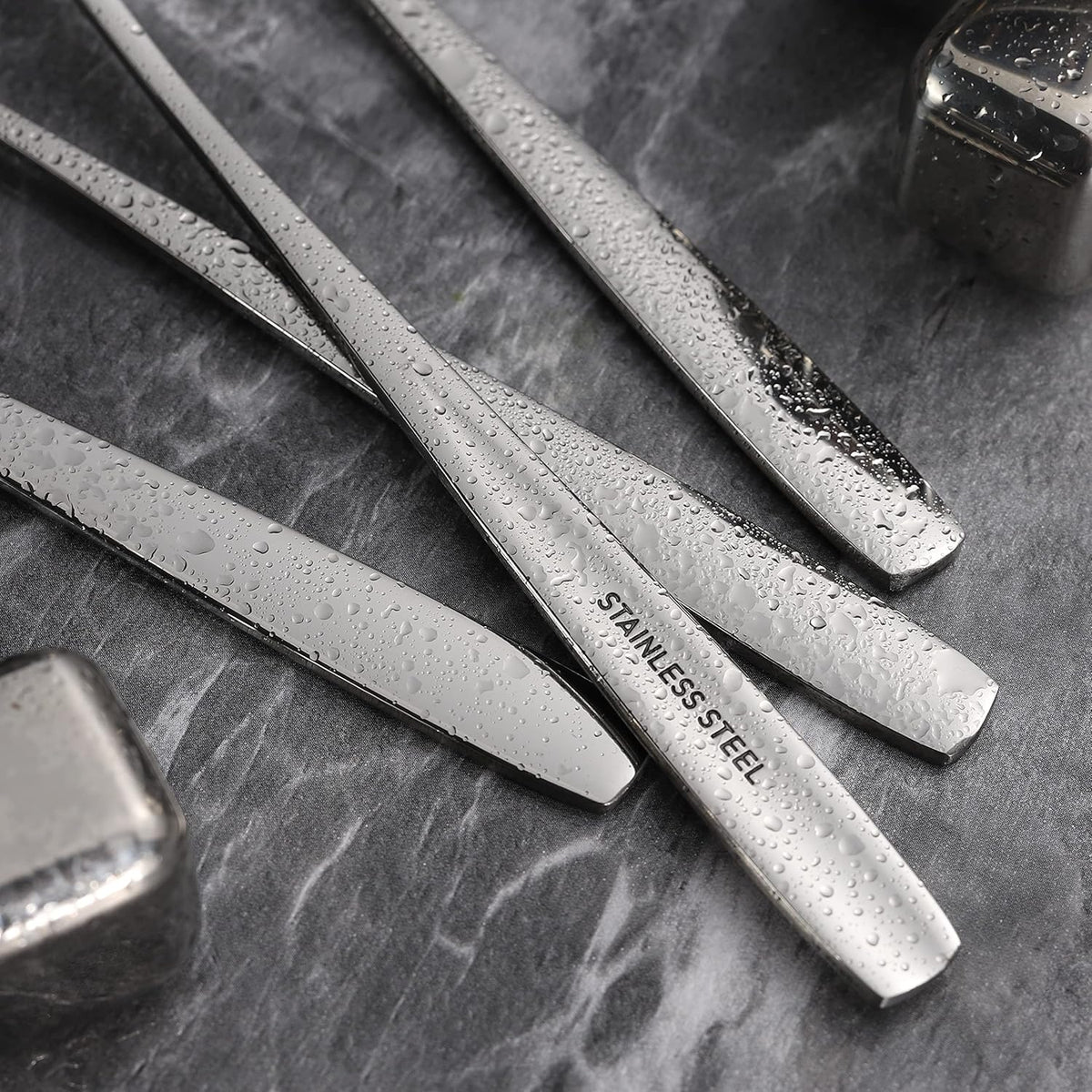 Stainless Steel Iced Tea Spoons Set of 6 Cocktail stir sticks Spoons Bar Spoon for Cold Drinks