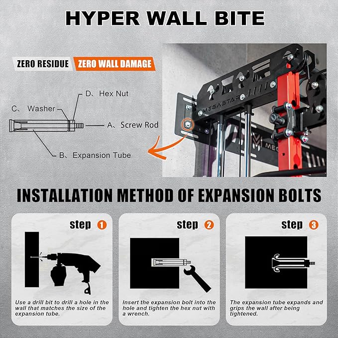 Wall Mounted Power Rack – 1600LB Capacity Compact Commercial Home Gym with Dual Cable Crossover, LAT Pulldown, Multi-Grip Pull-Up Bar & Landmine Attachment for Small Spaces, P67 Striker Red