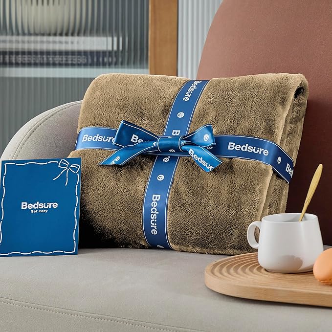 Bedsure Fleece Throw Blanket Camel - 300GSM Blankets for Couch, Sofa, Bed, Soft Lightweight Plush Cozy Throws for Toddlers, 50x60 inches