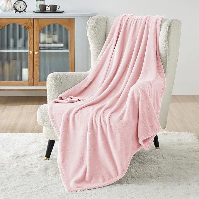 Bedsure Pink Fleece Blanket - 300GSM Soft Lightweight Plush Cozy Blankets for Bed, Sofa, Couch, Travel, Camping, 50x70 inches