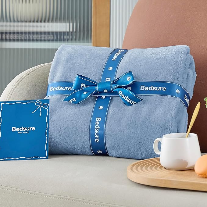 Bedsure Twin XL Fleece Blanket Dorm Bedding - Lightweight Soft Cozy Blankets for Bed, Sofa, Couch, Travel, Camping, Light Blue, 66"x90"