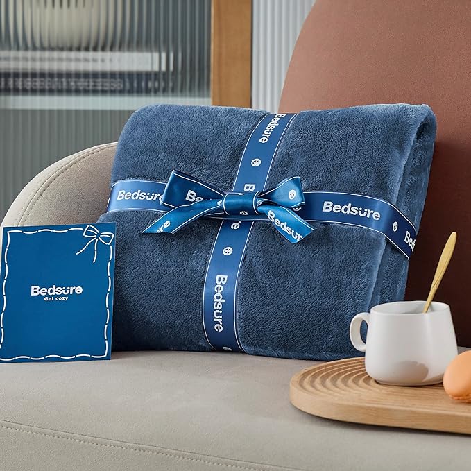 Bedsure Fleece Blanket California King Mineral Blue - Lightweight Plush Fuzzy Cozy Soft Bed Blankets, 102x96 inches