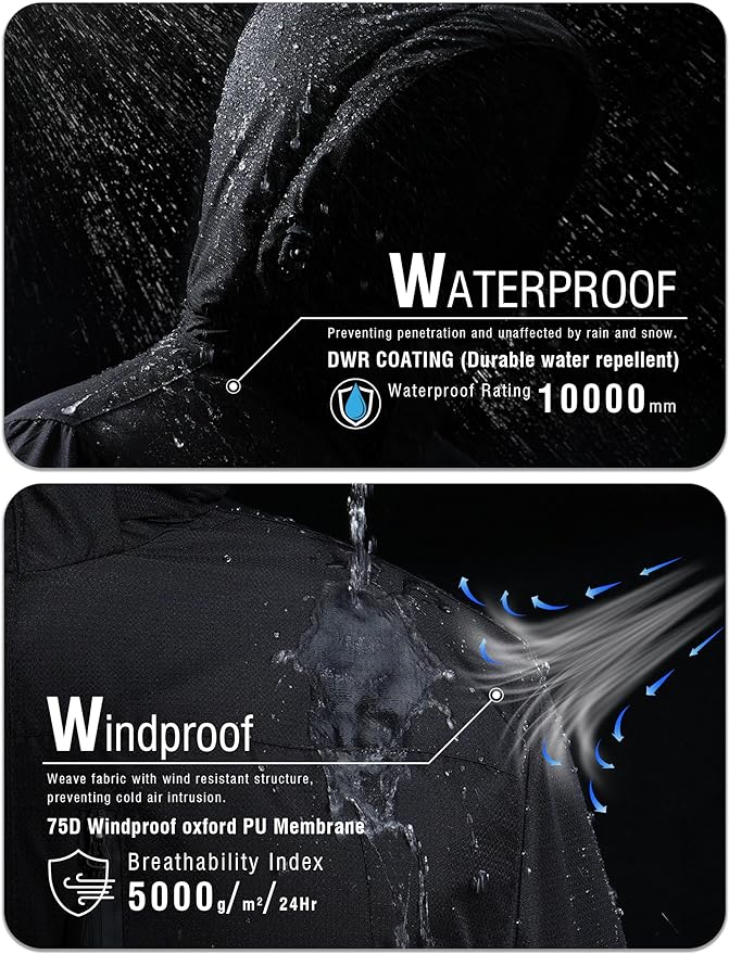 Rapoo Men's Winter Ski Snow Jacket Mountain Waterproof Windproof Rain Jacket