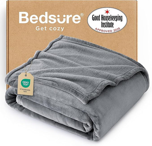 Bedsure Fleece Throw Blanket for Couch Grey - Lightweight Plush Fuzzy Cozy Soft Blankets and Throws for Sofa, 50x60 inches