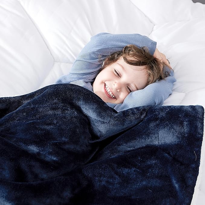Bedsure Bedding Fleece Blanket for Girls and Boys - Soft Cozy Cute Small Throw Blankets for Travel, 43x55 Inches, Navy