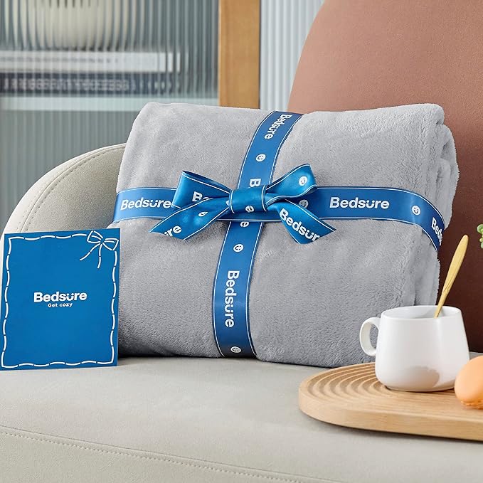 Bedsure Fleece Blanket California King Light Grey - Lightweight Plush Fuzzy Cozy Soft Bed Blankets, 102x96 inches