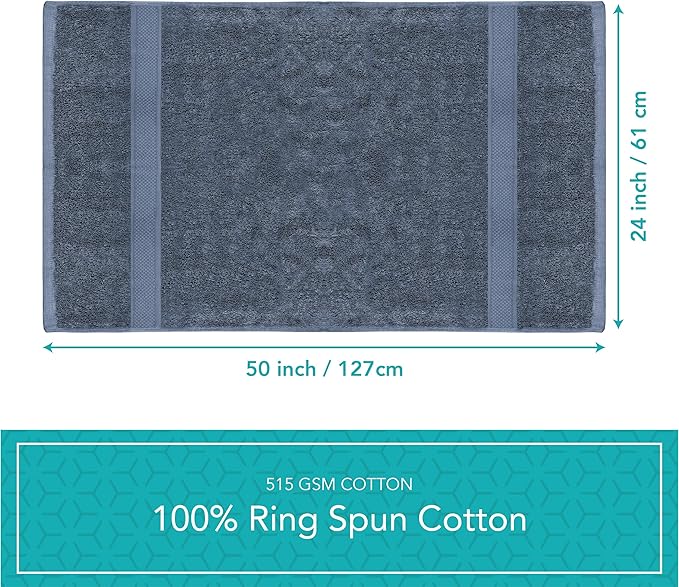 Pleasant Home Bath Towels Set of 6 (24” x 50”) 100% Cotton, 515 GSM | Lightweight, Soft & Absorbent Luxury Towels for Bathroom | for Gym, Pool & Spa | 6 Pack, Navy