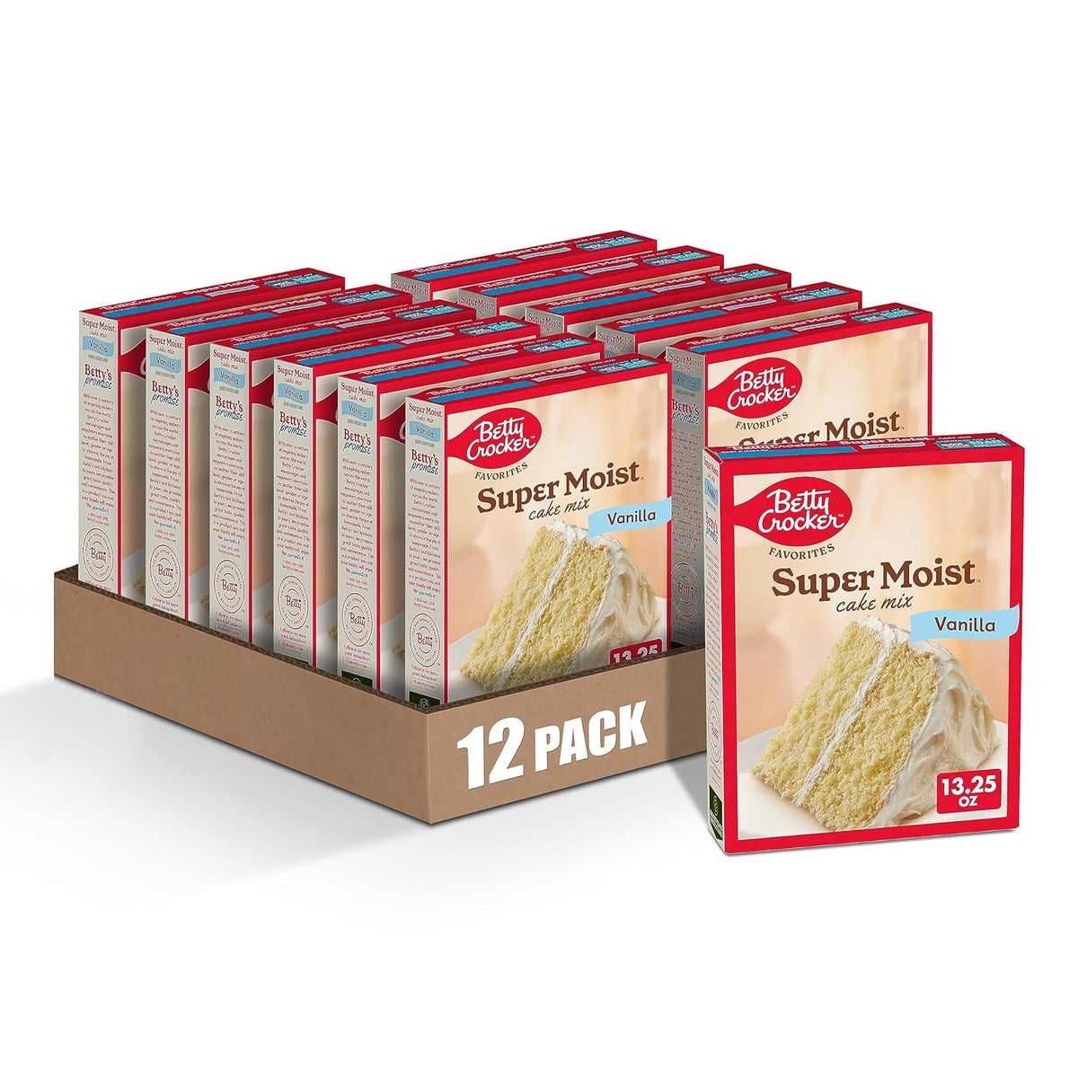 Betty Crocker Favorites Super Moist Vanilla Cake Mix, 13.25 oz (Pack of 12)