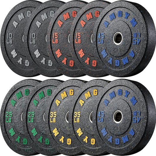 2 Inch Bumper Plates，10-500lbs，Barbell Rubber Olympic Weight Plates Set for Home Gym, Strength Training & Weight Lifting, Multiple Options Colors