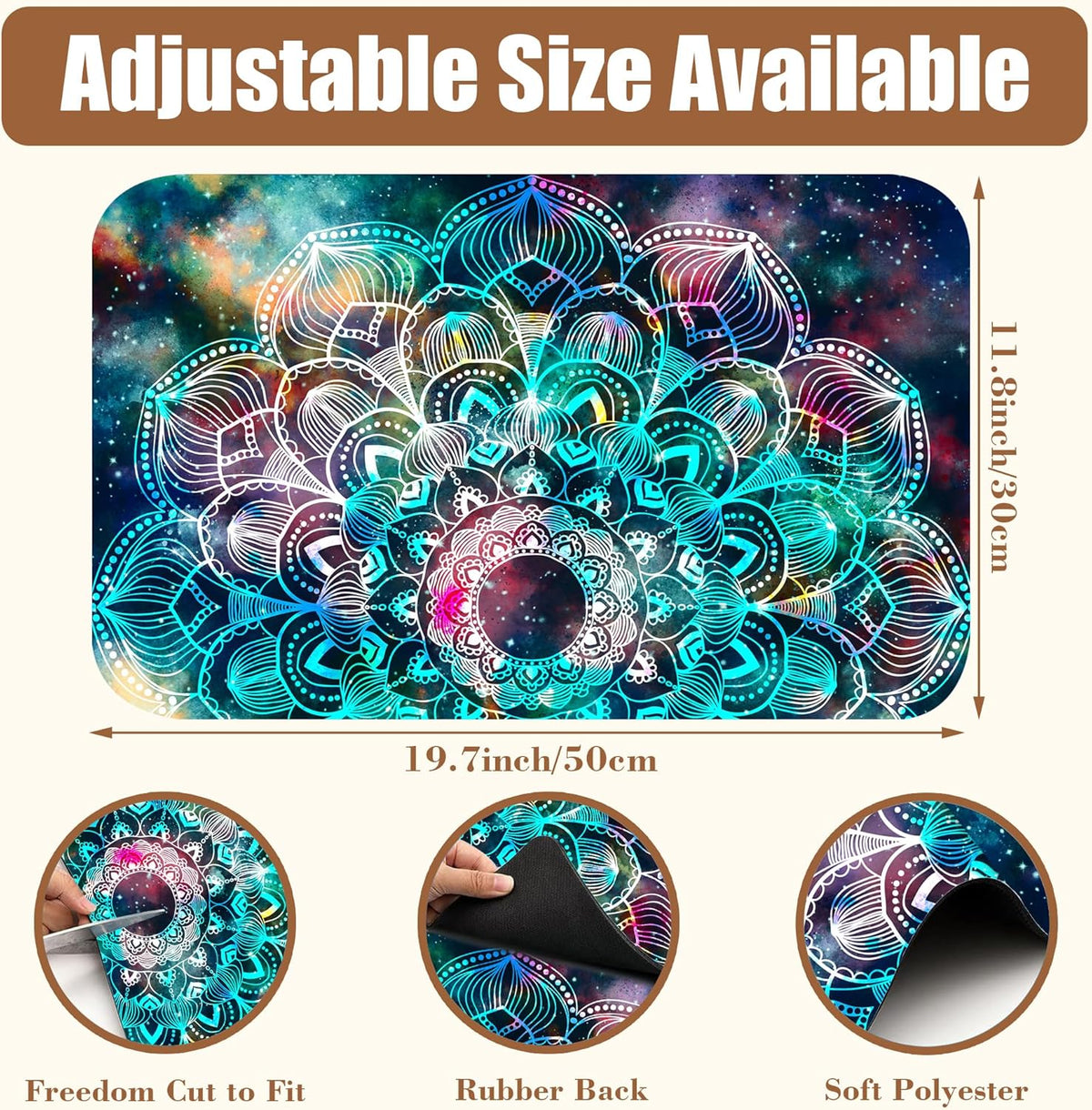 Abstract Mandala Galaxy Star Dish Drying Mat for Kitchen Counter Coffee Bar Mat Hide Stain Absorbent Rubber Backed Coffee Maker Espresso Machine Accessories 11.8 x 19.7 Inch