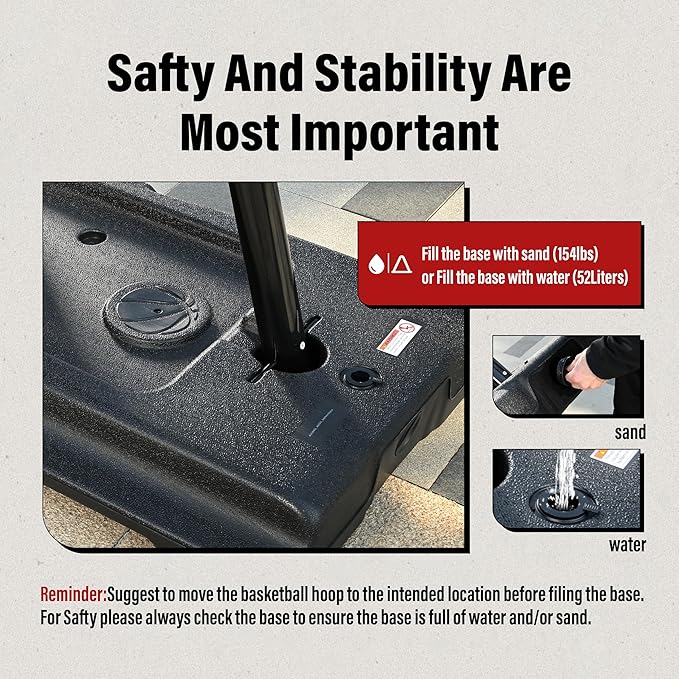 Basketball Hoop 44&48 Inch Backboard Portable Basketball Hoop Outdoor,5.3-10ft Stepless Regulation Crank Adjust Basketball Goal System