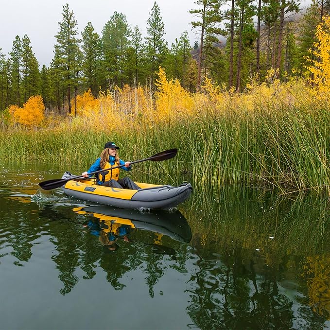 Advanced Elements - Island Voyage 2 Inflatable Kayak - Recreational Convertible Kayak - for 1 or 2 Person - 11 ft - Yellow