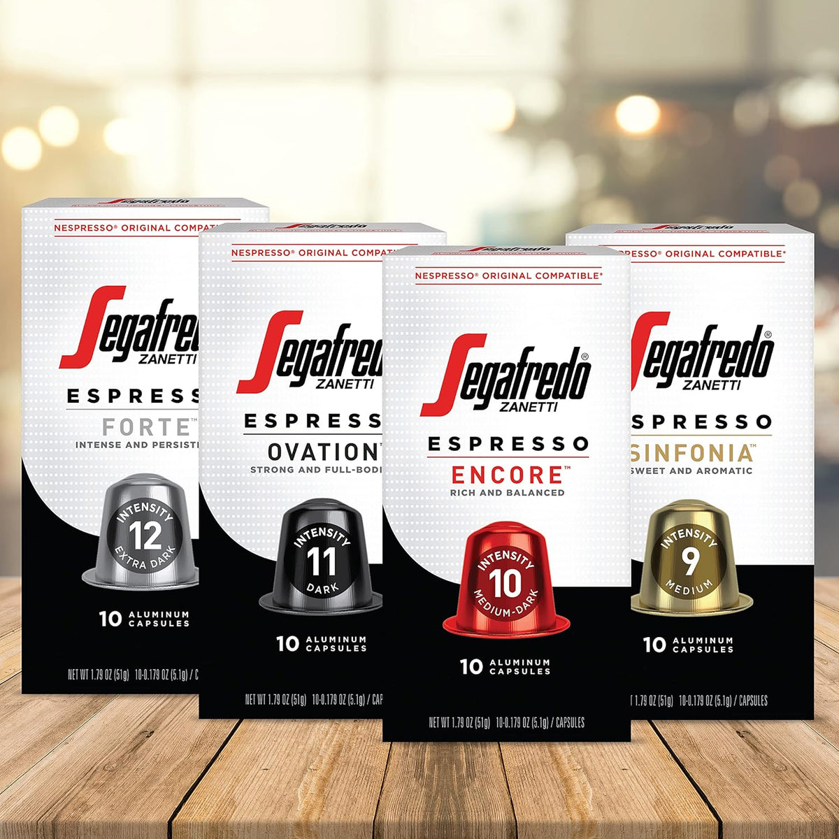 Segafredo Zanetti Espresso Capsules – Aluminum Pods for Nespresso Original Machines – Medium Roast Premium Espresso with a Sweet Aroma – Subtle, Intensity 9 – Sinfonia, 10 Count