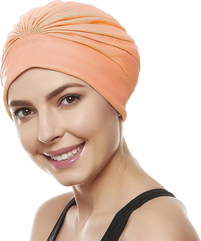BEEMO Swim Caps for Women Swimming Turban Polyester Latex Lined Pleated for Ladies