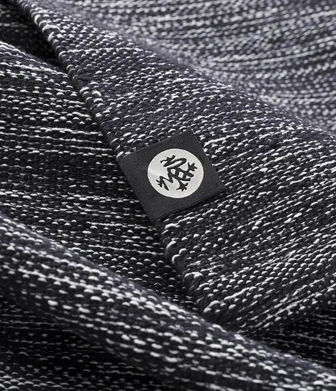 Manduka Shala Yoga Rug 71" - Outdoor Yoga & Meditation | Foldable & Machine Washable | Natural Cotton | Handmade | 71 x 26 inches | Black Heather
