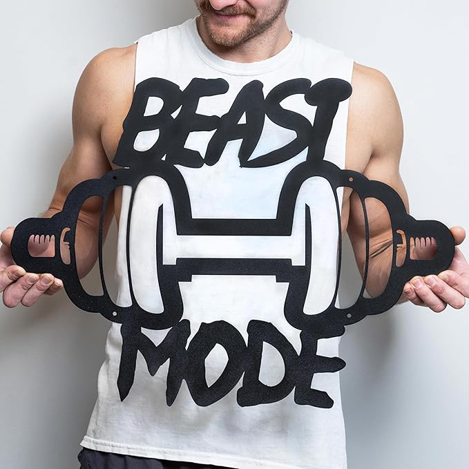 Beast Mode Metal Sign | Metal Home Gym Sign | Fitness Sign | Fitness Quote | Motivation Decor | Workout Decor Sign | Gym Wall Art | Weightlifting | Crossfit Sign | Boyfriend Gift